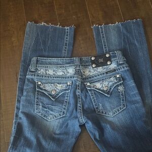 Miss Me Blue Boot Cut Jeans with Silver Accents